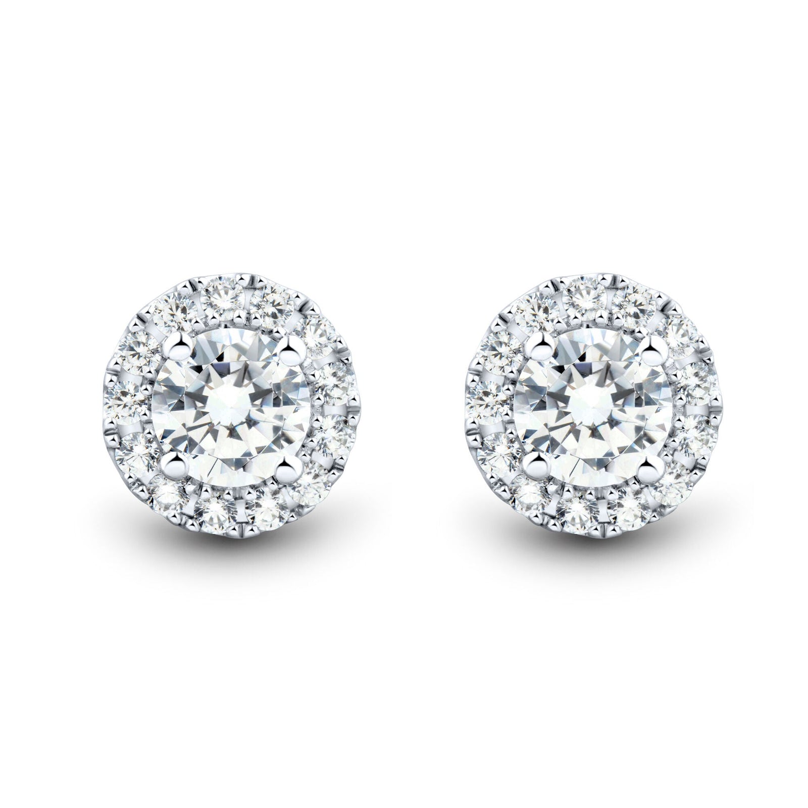 14KW 1CTW AGI Certified Lab Grown Diamond Halo Stud Earrings