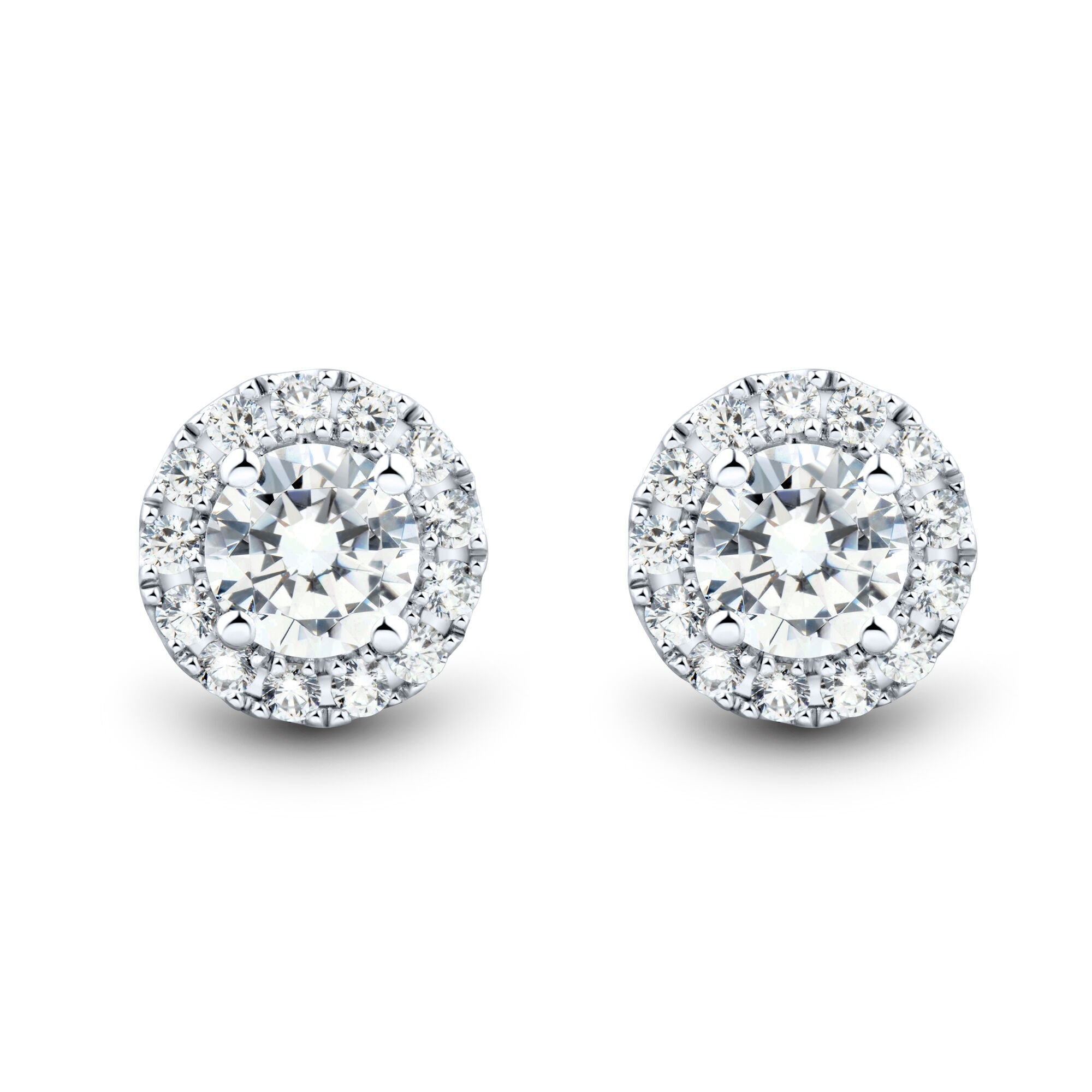 14KW 1CTW AGI Certified Lab Grown Diamond Halo Stud Earrings