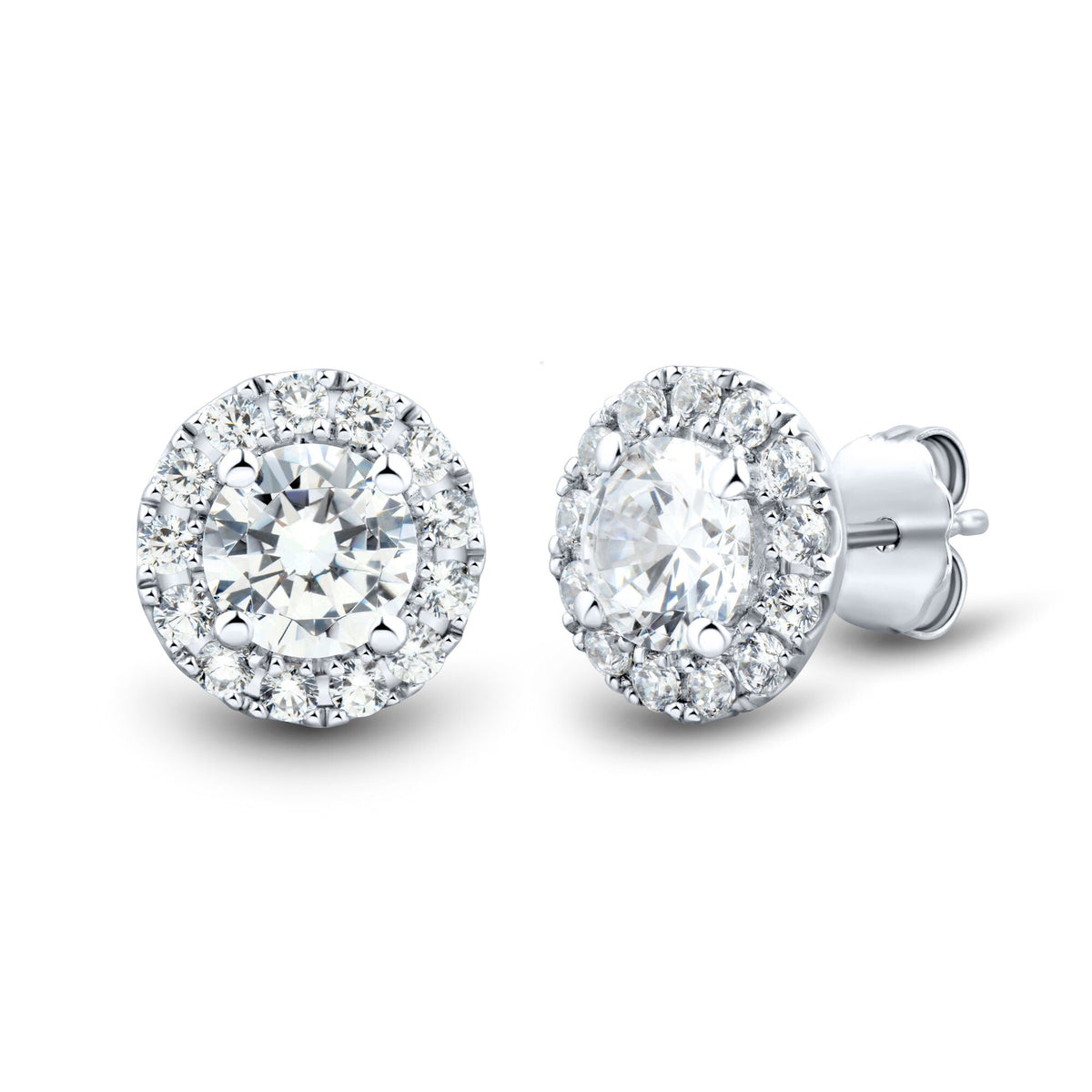 14KW 2CTW AGI Certified Lab Grown Diamond Halo Earrings