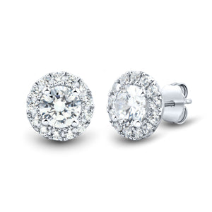 14KW 2CTW AGI Certified Lab Grown Diamond Halo Earrings