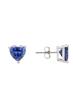 Amore Heart Stud Earrings Tanzanite Silver