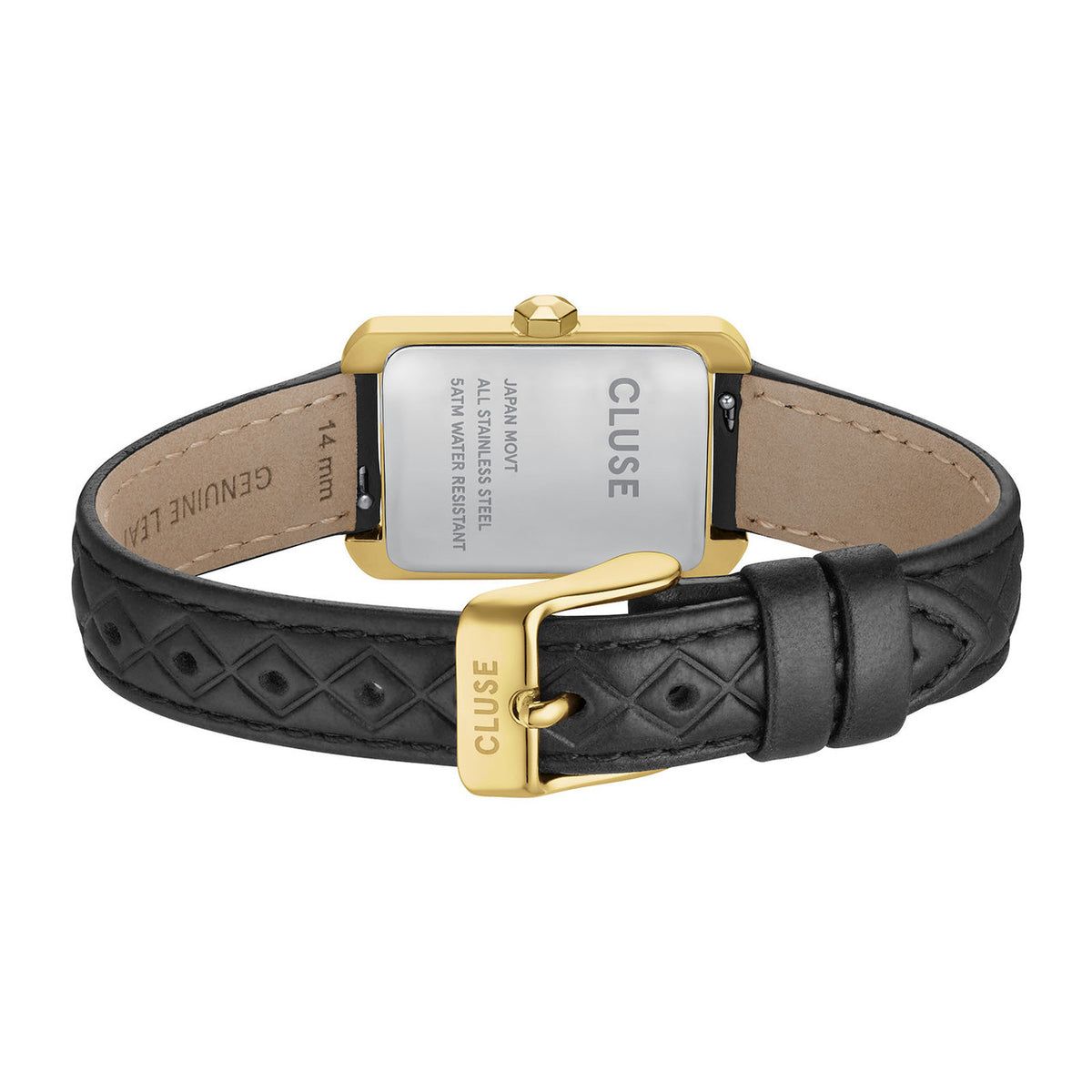CLUSE Belisenna Gold/Black Quilted Leather Watch