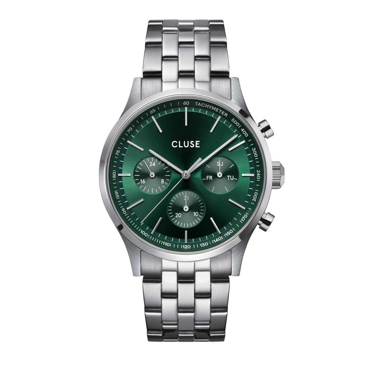 CLUSE Antheor Multifunction Green / Silver Steel Link