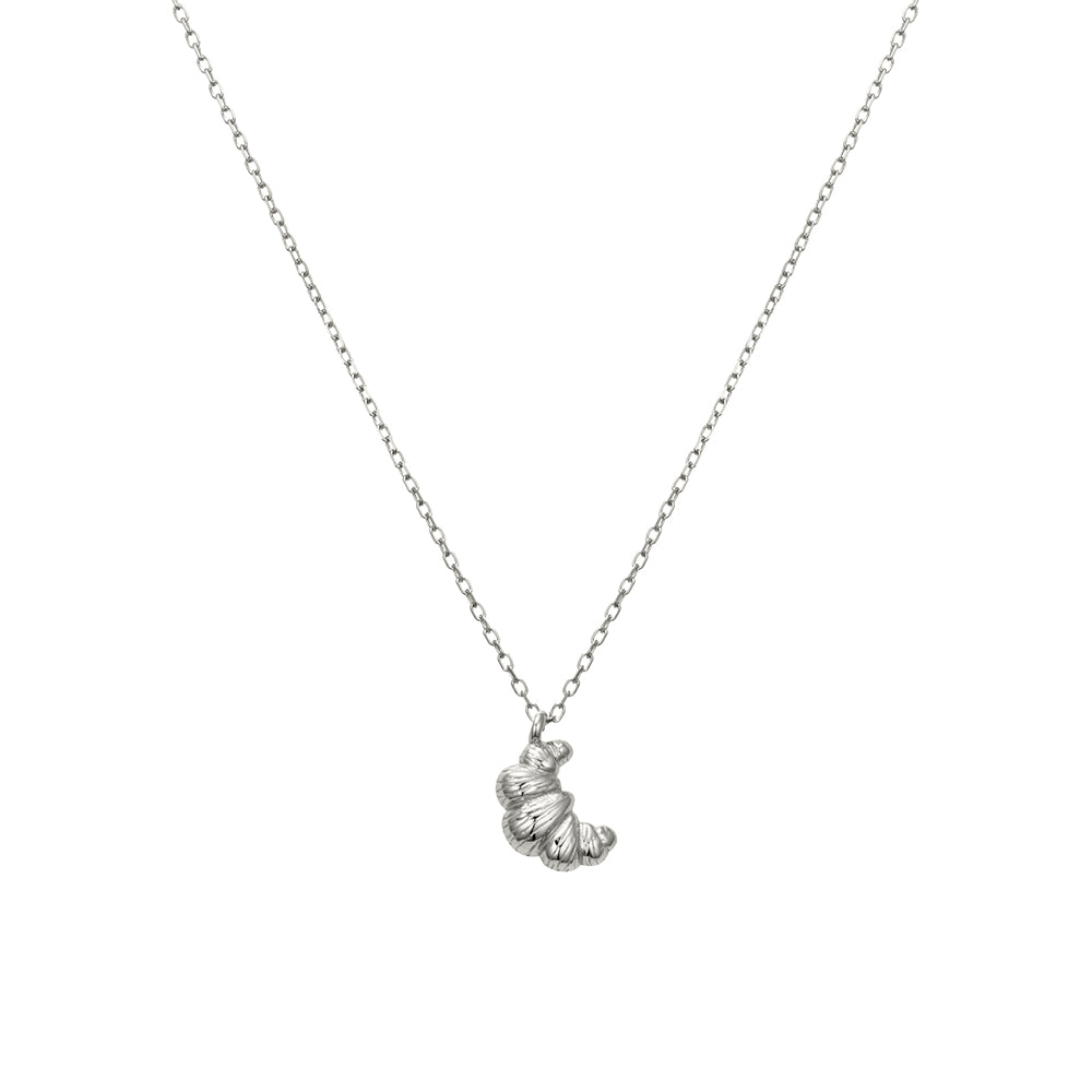 Sterling Silver Croissant Charm Necklace