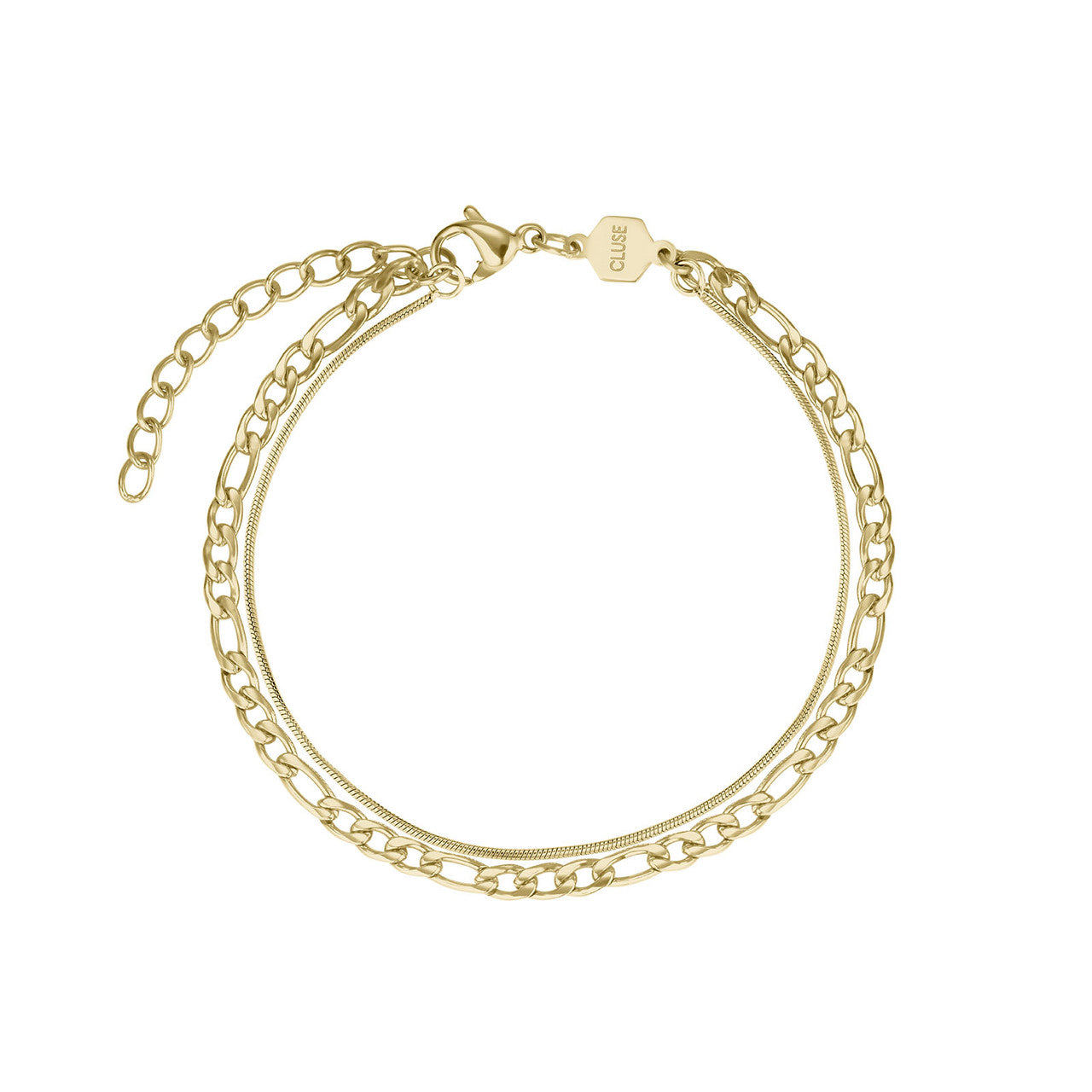 CLUSE Fluette Full Gold Watch & Double Chain Bracelet Gift Set