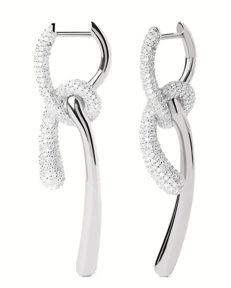 PDPAOLA Pave Twist hoops silver