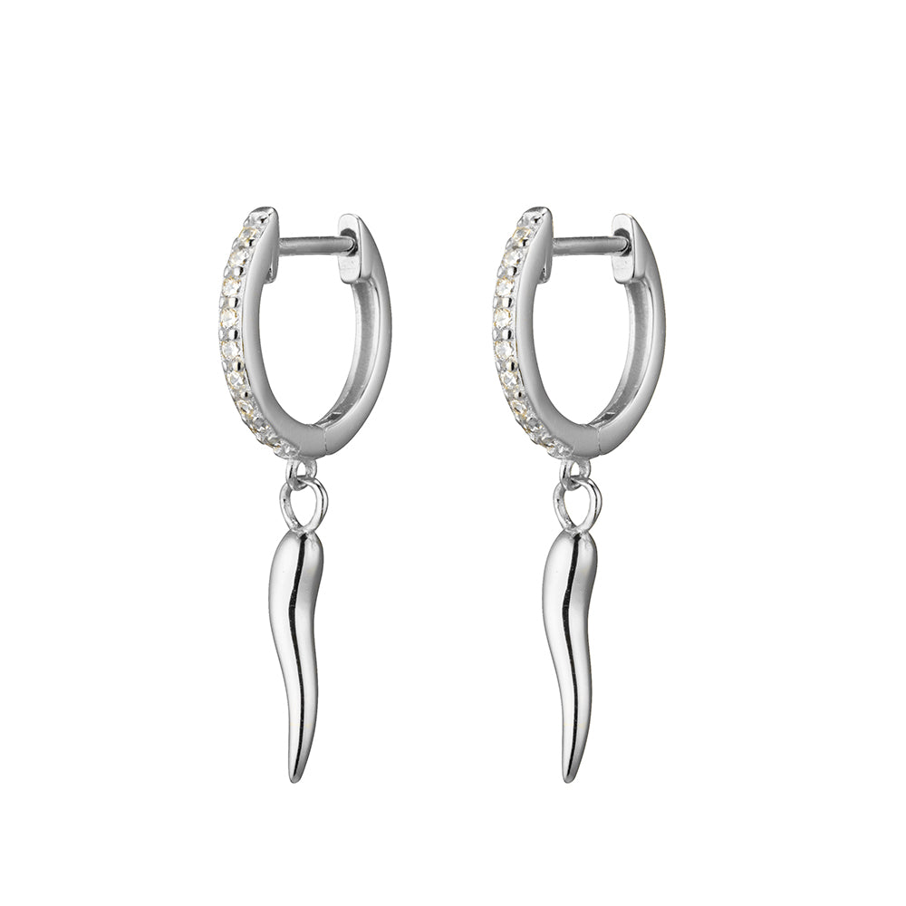 Sterling Silver Cornicello Charm Drop Earrings