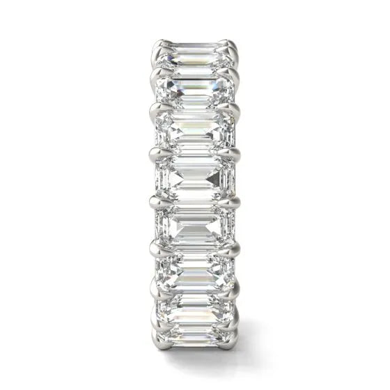 14K White Gold (G-VS) Emerald Lab Grown Diamond Couture Classic Eternity Ring