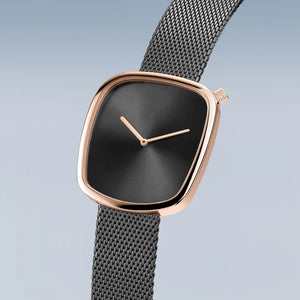 BERING Pebble Grey Rose Gold 37mm Dial Mesh 18034-369