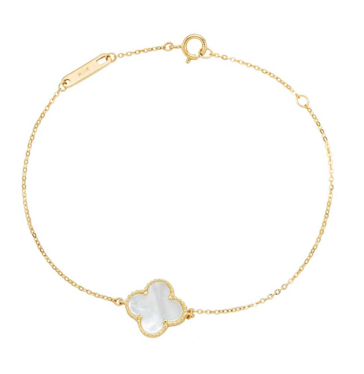 9KY Mother of Pearl Clover Bracelet