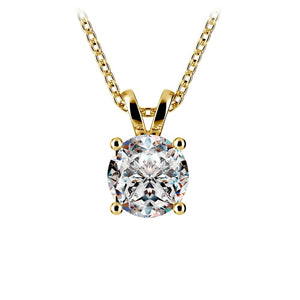 14CT White /Yellow Gold G-VS 0.5/ 0.75 Ctw Prong Set Round Diamond Pendant