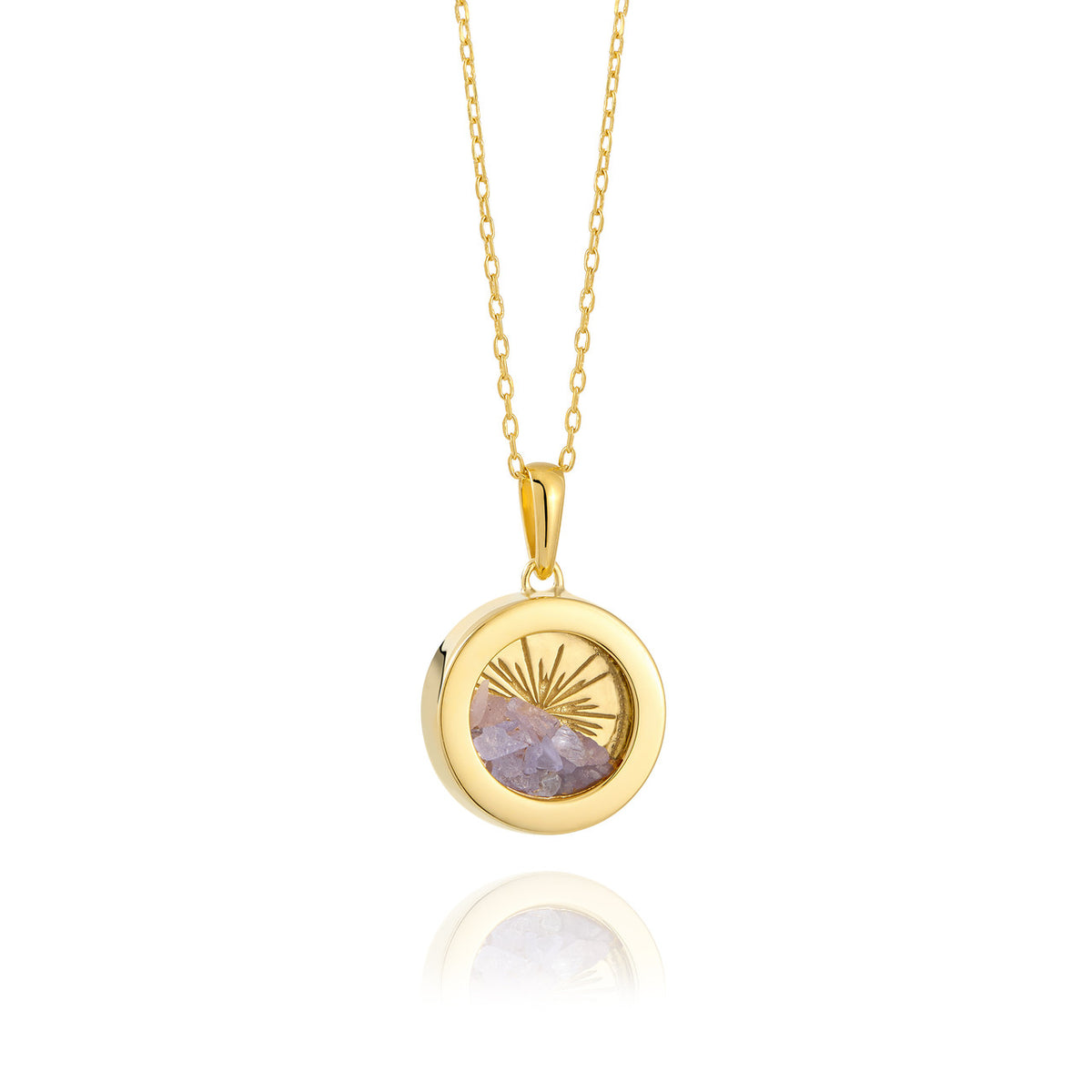 Rachel Jackson Small Deco Sun Amulet Birthstone Necklace Tanzanite