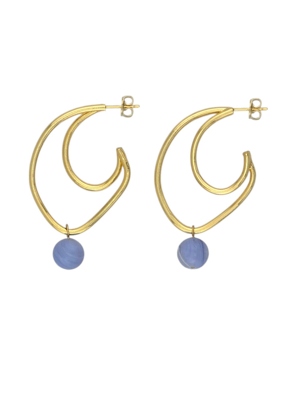 Sonne Bella Gold/Blue Lace Agate Earrings