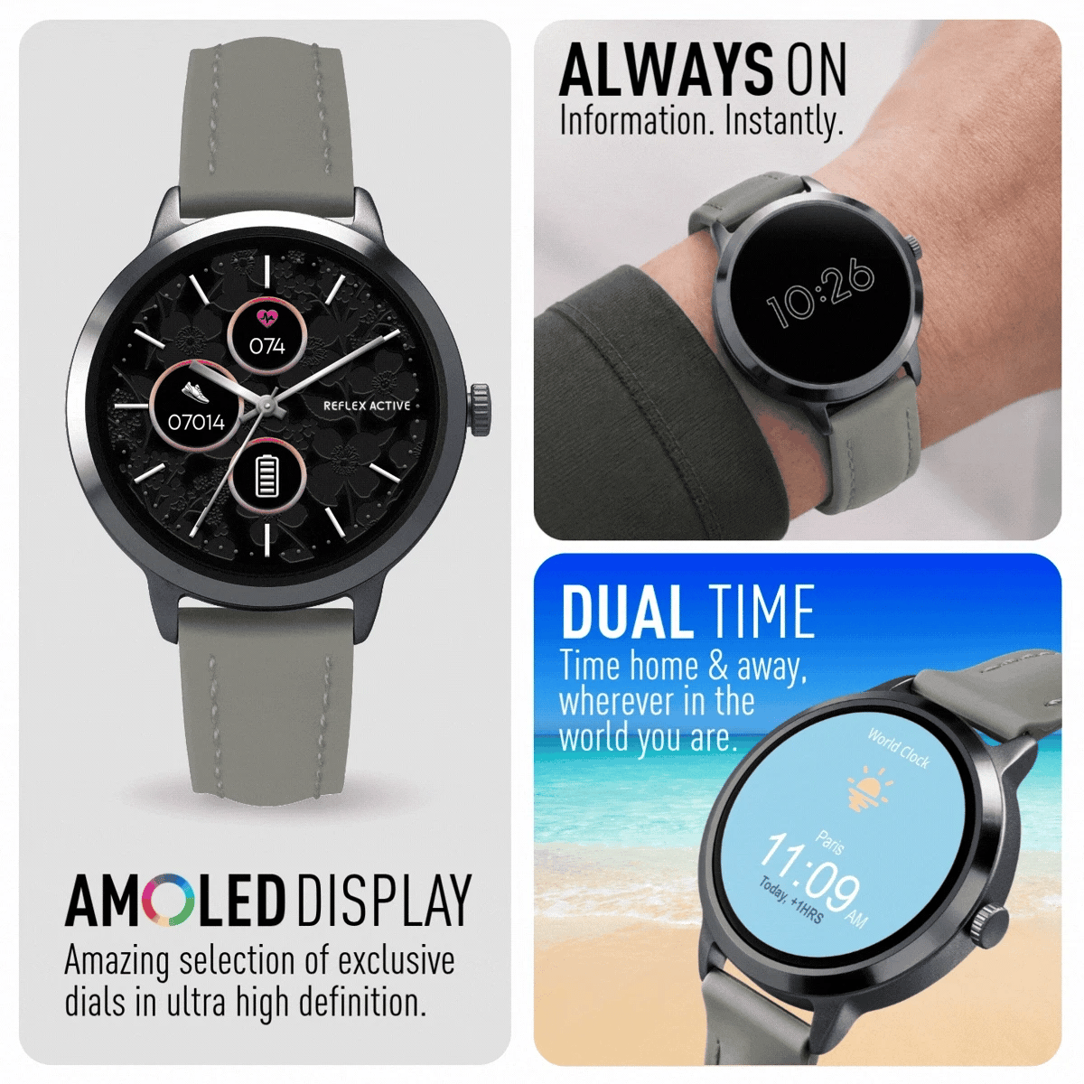 Reflex Active SPECTRA 300 R - Amoled, Grey Case & Silicone Strap