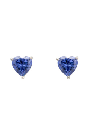 Amore Heart Stud Earrings Tanzanite Silver