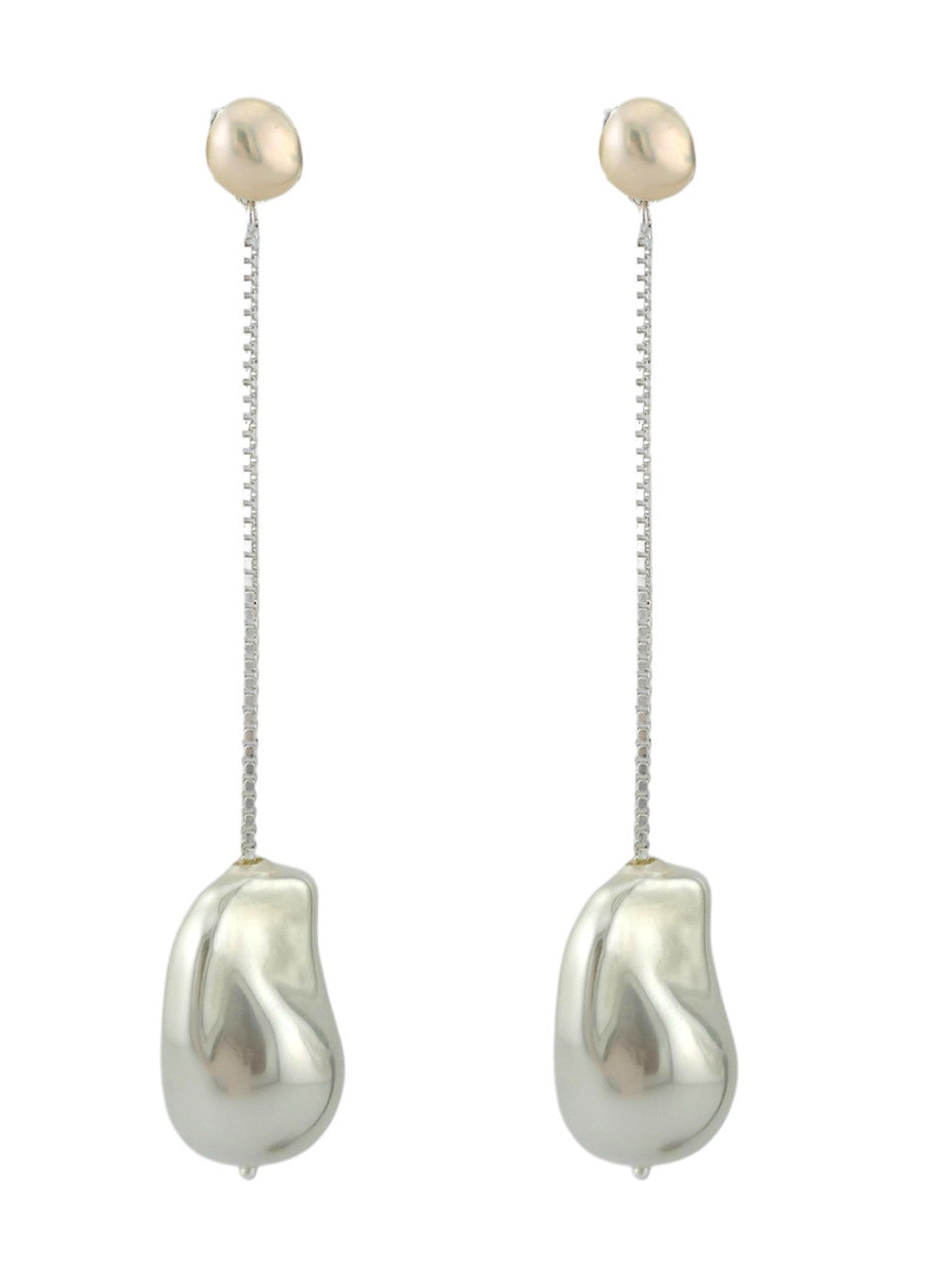 Sonne Rain Silver Chain Pearl Drop Earrings