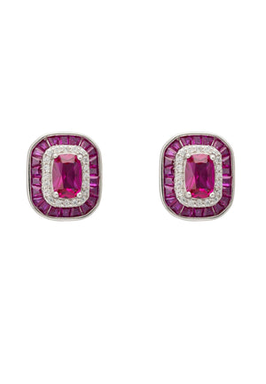 Great Gatsby Stud Earrings Ruby Silver