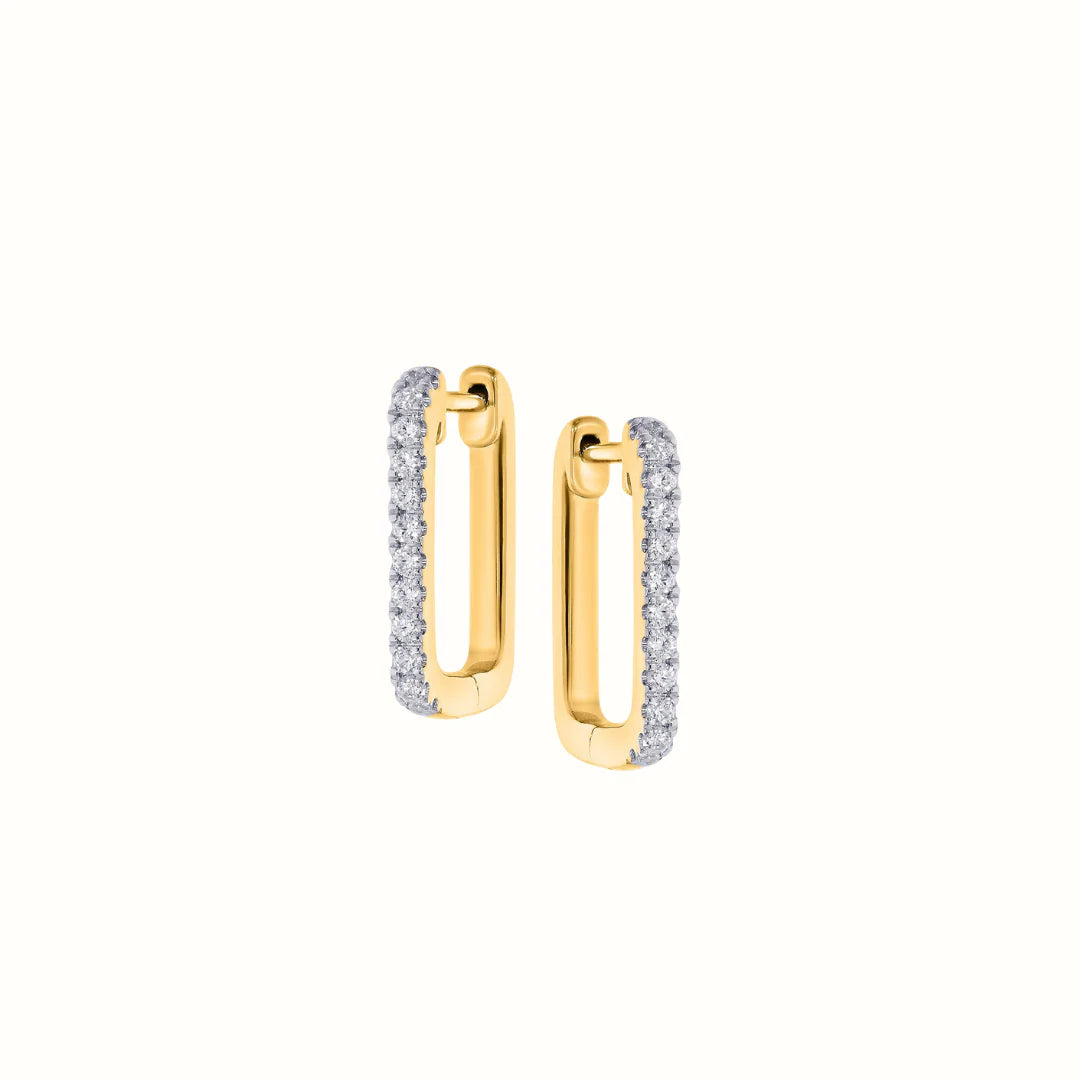 9K Yellow Gold Rectangular Huggie Earrings