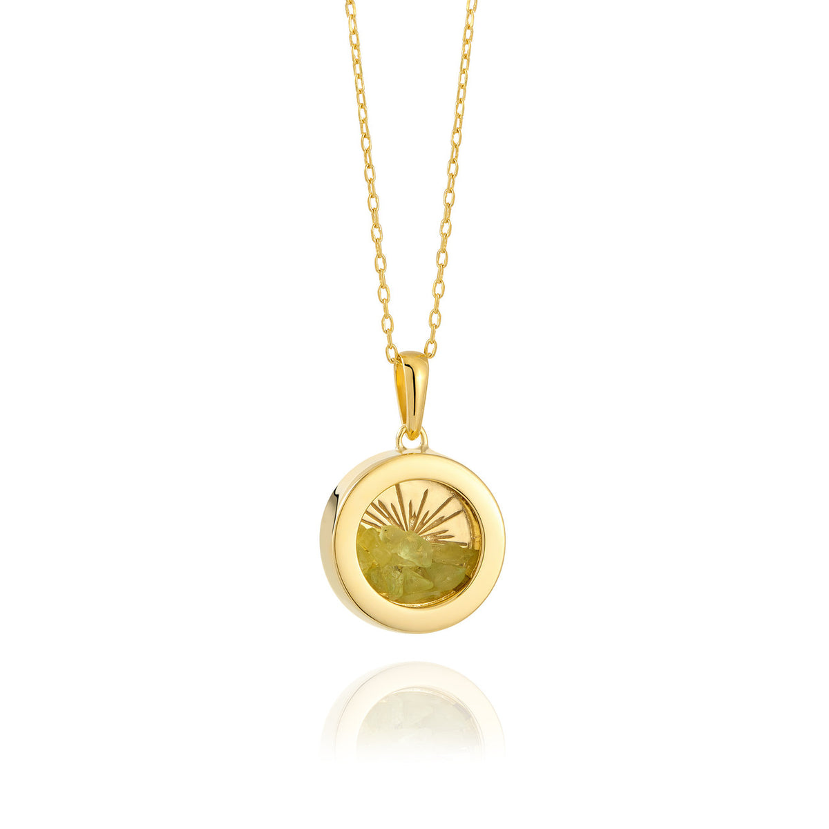 Rachel Jackson Small Deco Sun Amulet Birthstone Necklace Peridot