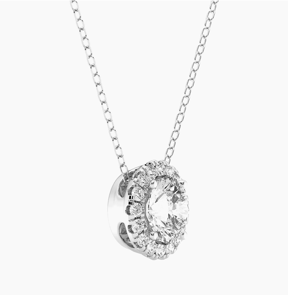 14CT White Gold Exquisite AGI Certified Lab-Grown Diamond (G/VS) Halo Necklace