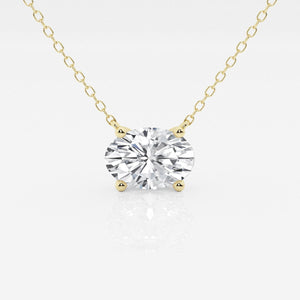 14CT White /Yellow Oval Lab Grown Diamond Solitaire Pendant