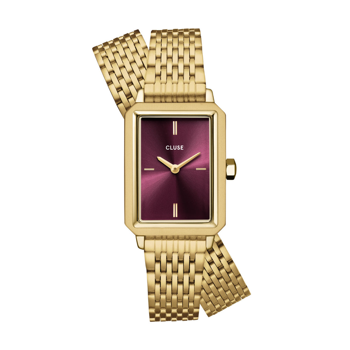 CLUSE Fluette Doubel Strap Gold Link / Wine Watch
