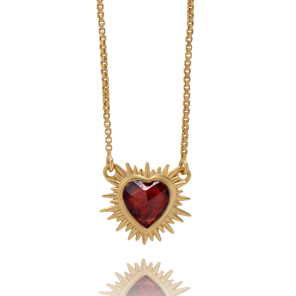 Rachel Jackson Electric Love Mini Garnet Heart Necklace
