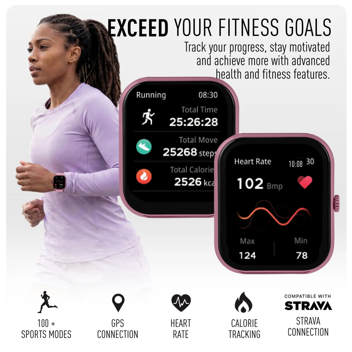 Reflex Active NEXUS 100S LITE - Pink Case & Silicone Strap