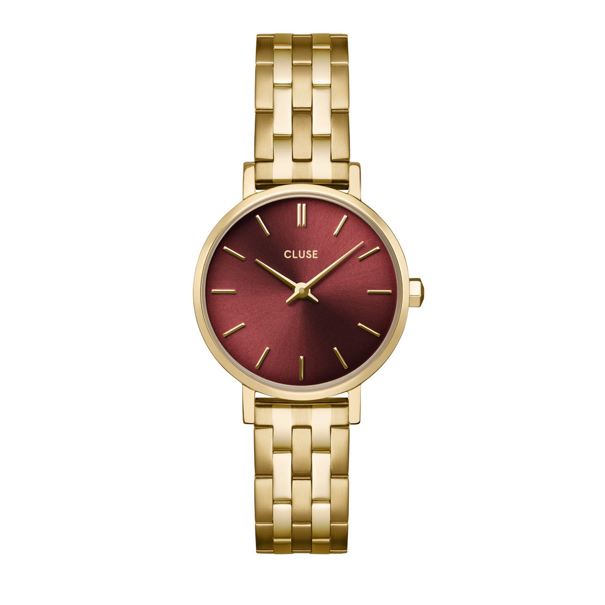 CLUSE Boho Chic Petite Dark Cherry / Gold Link Watch