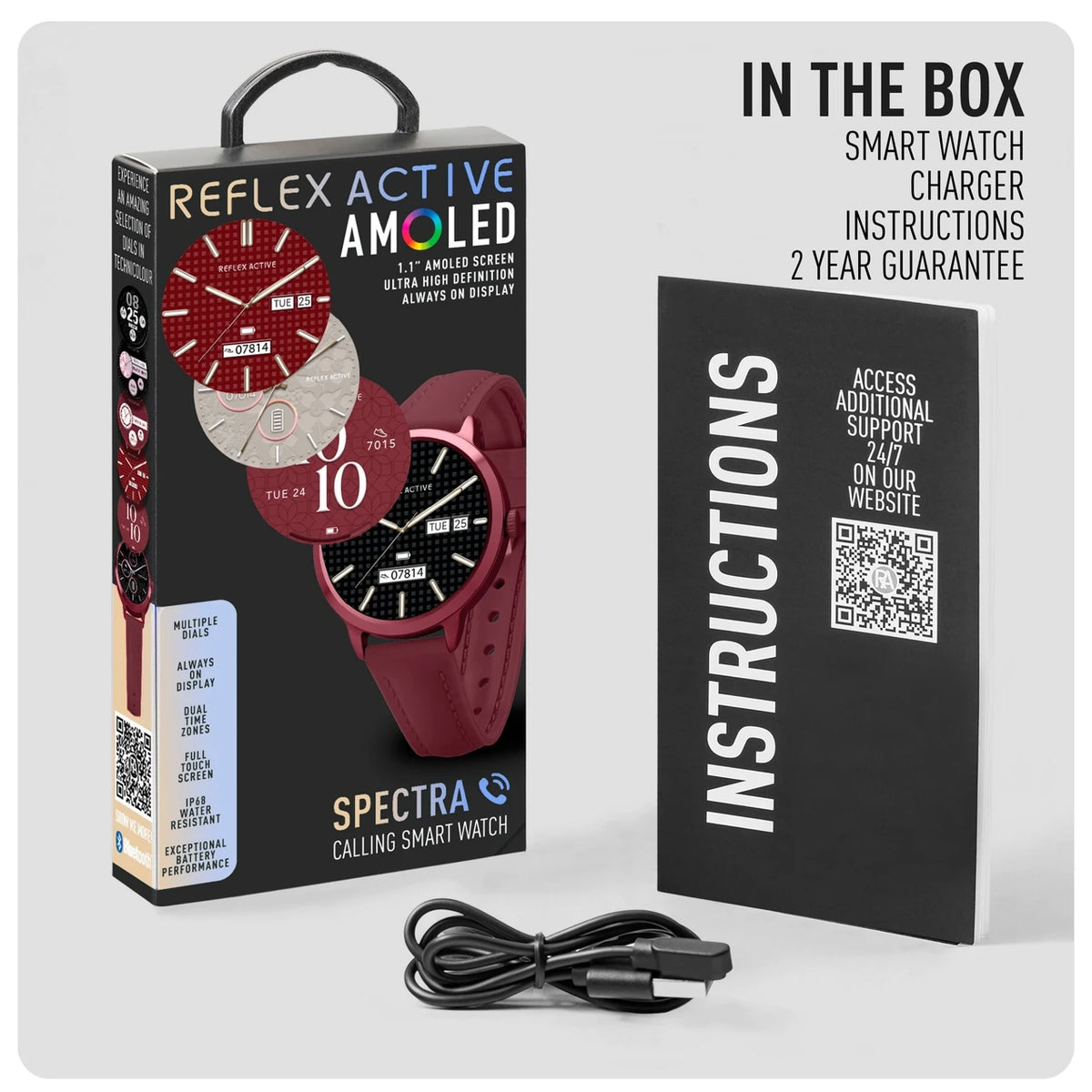 Reflex Active SPECTRA 300 R - Amoled, Burbundy Case & Silicone Strap