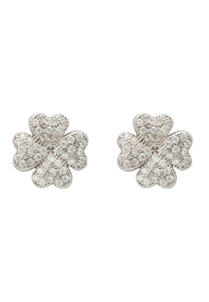 Four Leaf Clover Stud Earrings Silver