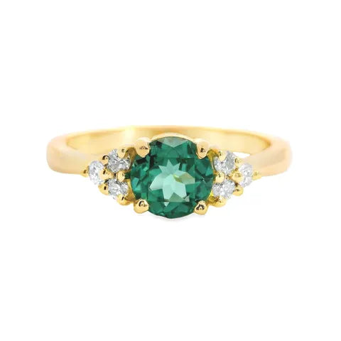 18K Yellow Gold Green Tourmaline Ladies Ring