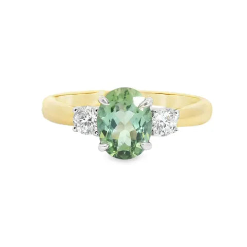 18K Yellow White Light Nambia Tourmaline Ladies Ring