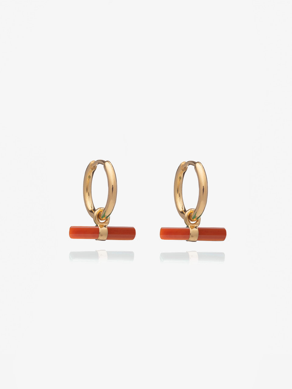 Rachel Jackson Vitality Carnelian T-Bar Huggie hoop Earrings