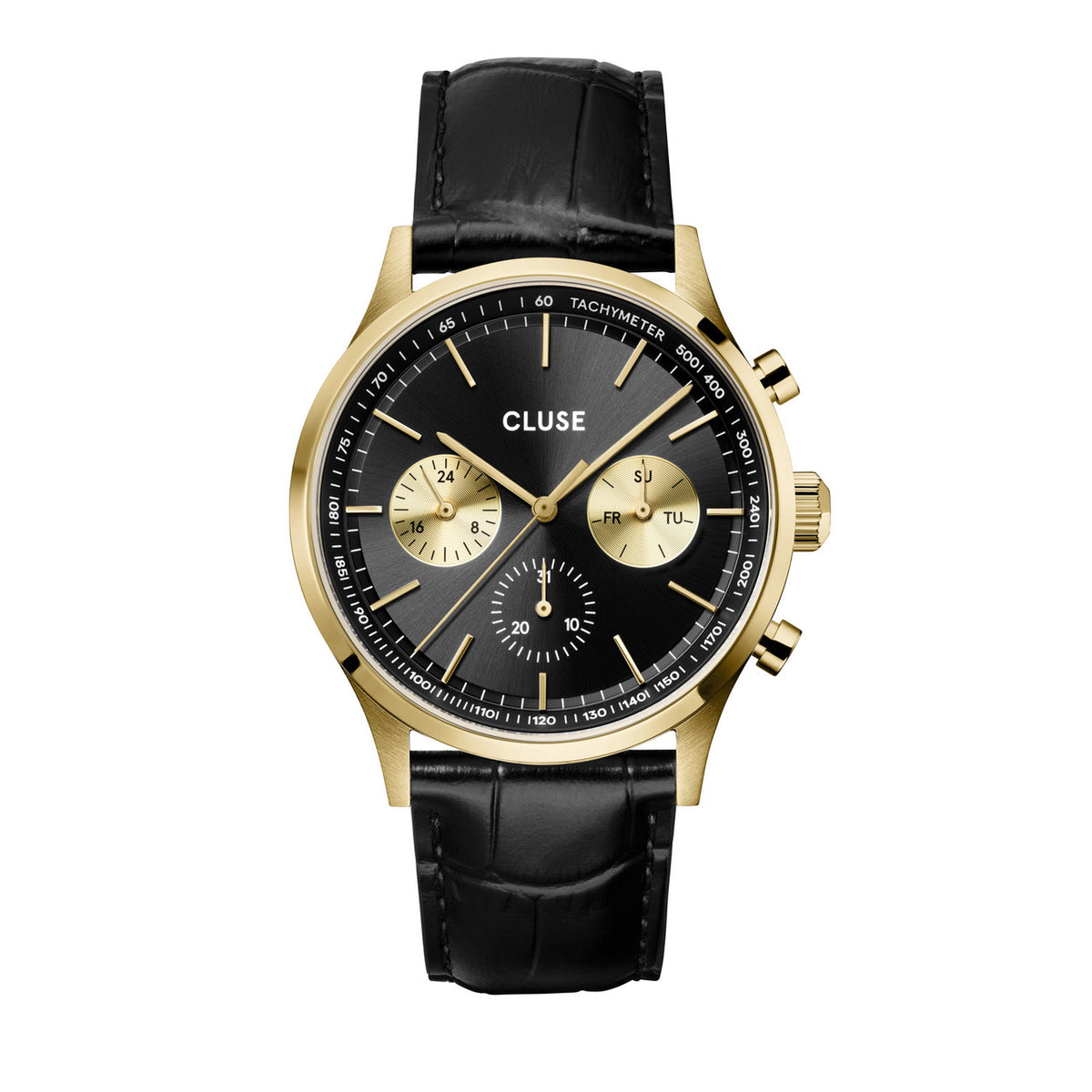 CLUSE Antheor Multifunction Gold Black/Black Leather CW21004