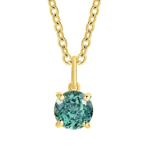 18K Yellow Gold Green Tourmaline Pendant Necklace