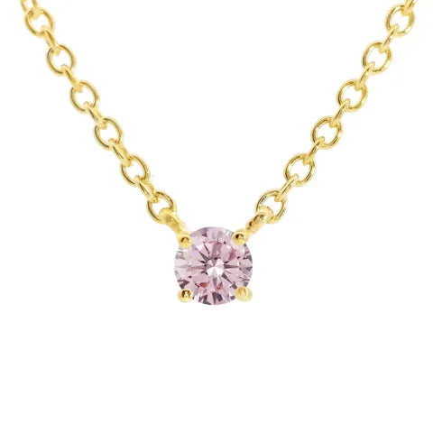 18K Yellow Gold Pink Tourmaline Pendant Necklace