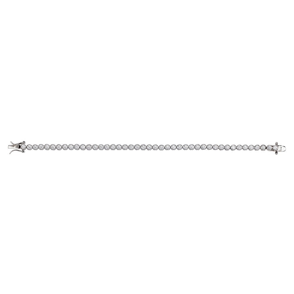 Sterling Silver CZ Bezel Shape Tennis Bracelet