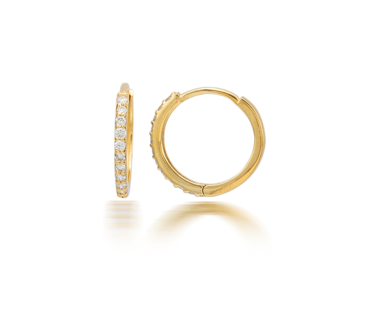 9K Yellow Gold Lab Grown Diamond Pave Huggies