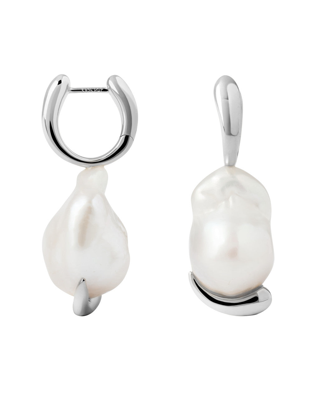 PDPAOLA Pearl Mist Silver Hoops
