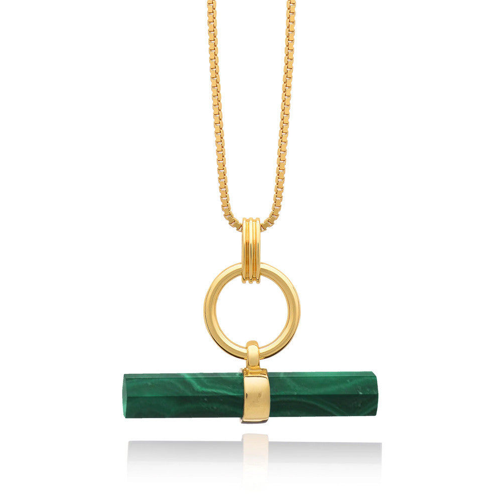 Rachel Jackson Protection T-Bar Malachite Necklace