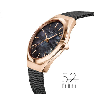 BERING Ultra Slim MOP 29mm Dial Black Mesh 18729-166