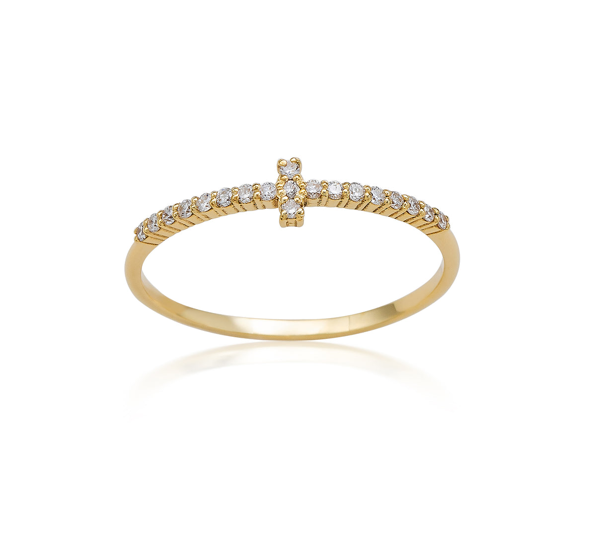 9K Yellow Gold Lab Grown Diamond Cross Ring