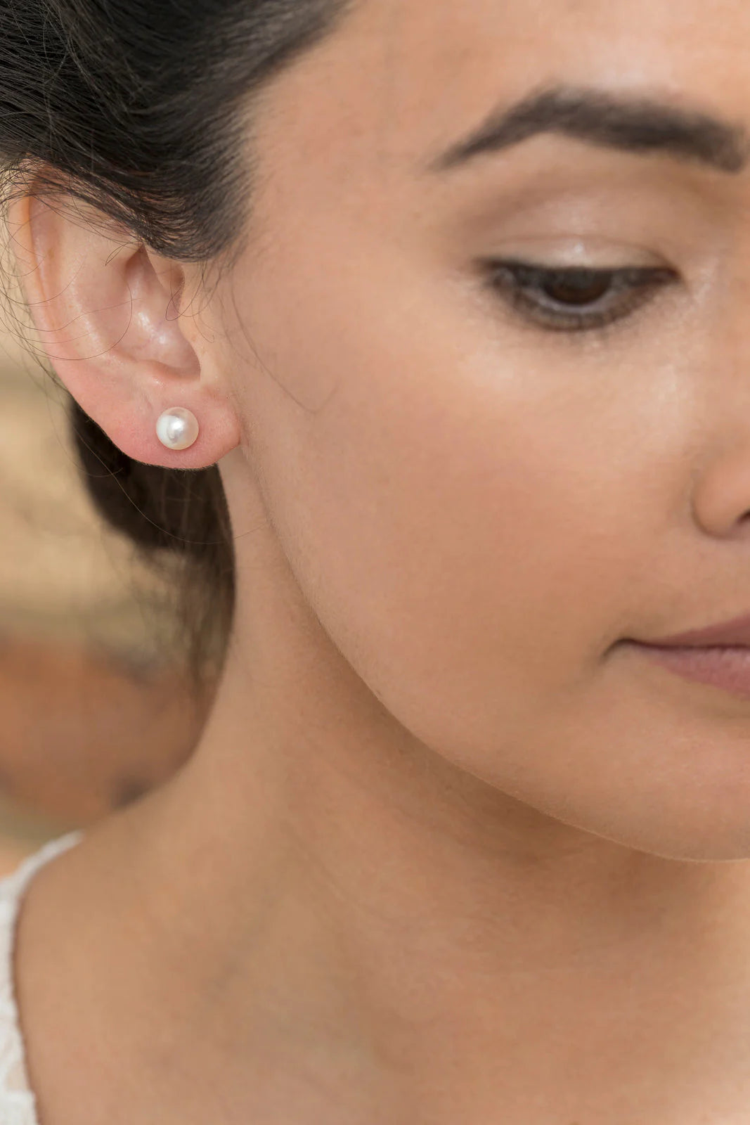 Te Cosmic Moon Studs 9KY Pearl Earrings  IE-EJ4-9R-4MM