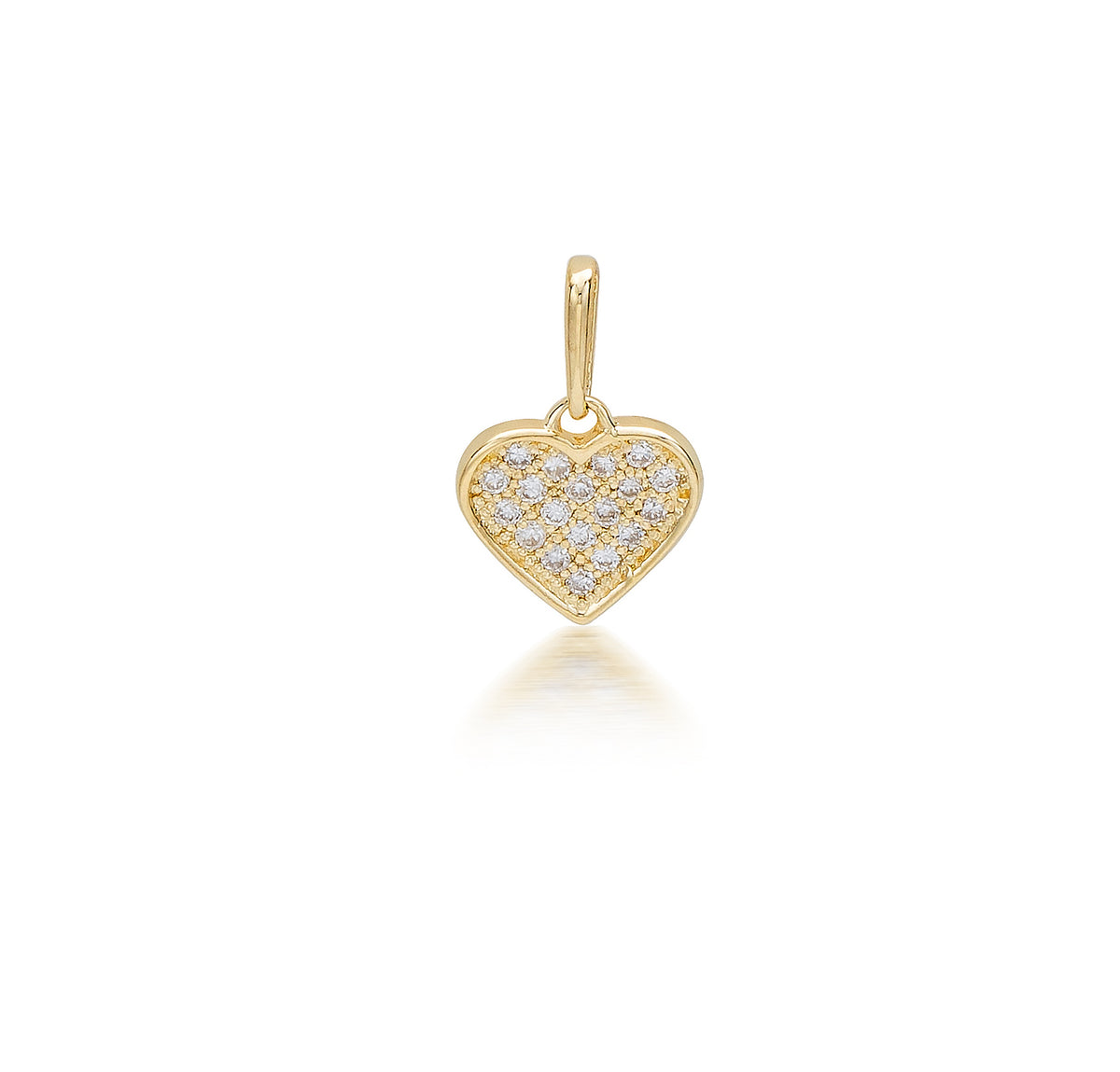 9K Yellow Gold Heart Pave Diamond Pendant
