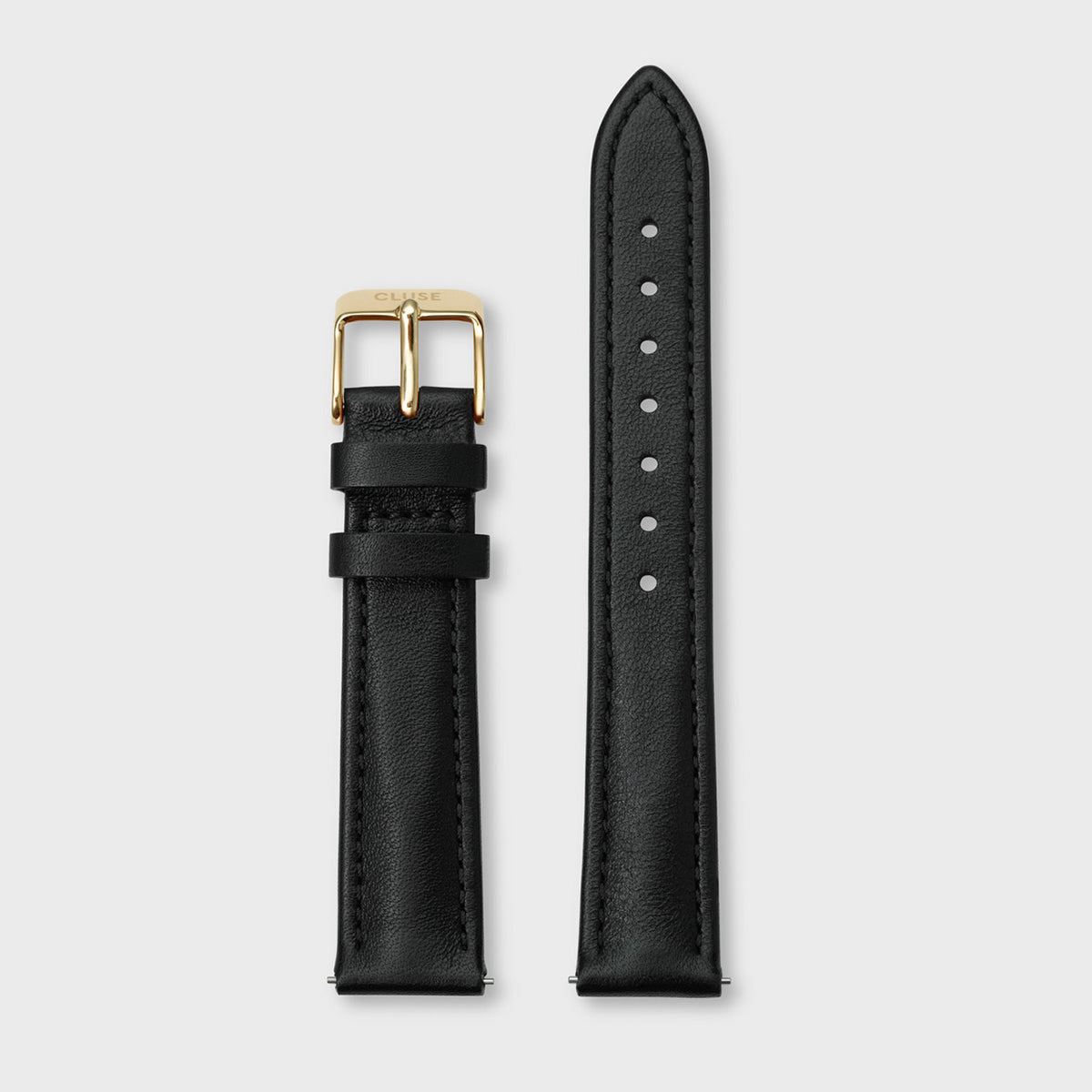 CLUSE Strap 16 mm Leather Black, Gold Colour