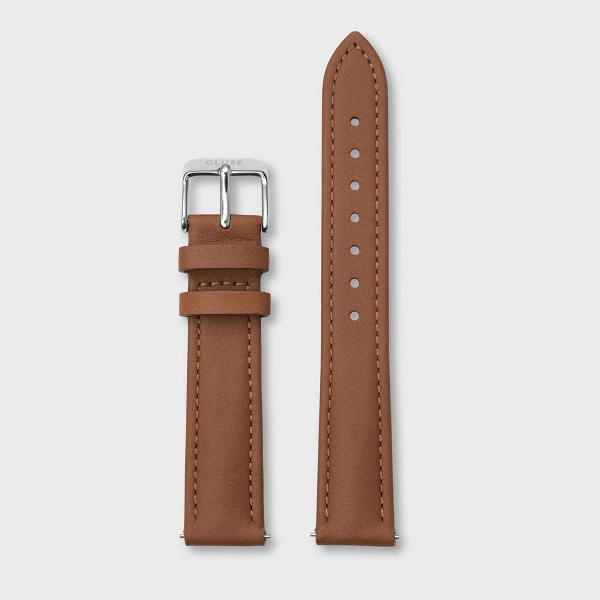 CLUSE Strap 16 mm Leather Caramel, Silver Colour