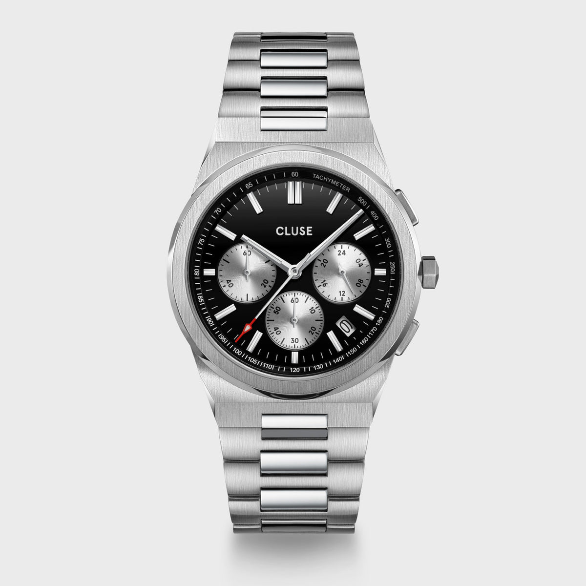 CLUSE Vigoureux Chrono Black/Silver Dial/ Silver Link CW20806