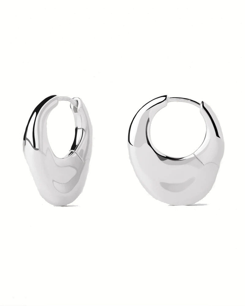 PDPAOLA Volcano Hoop Earrings Silver