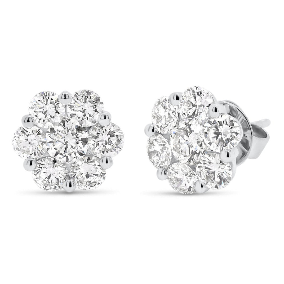 14KW AGI Certified 2.00ctw Lab Diamond Cluster Stud Earrings